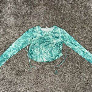 Green Swirl Long Sleeve Top